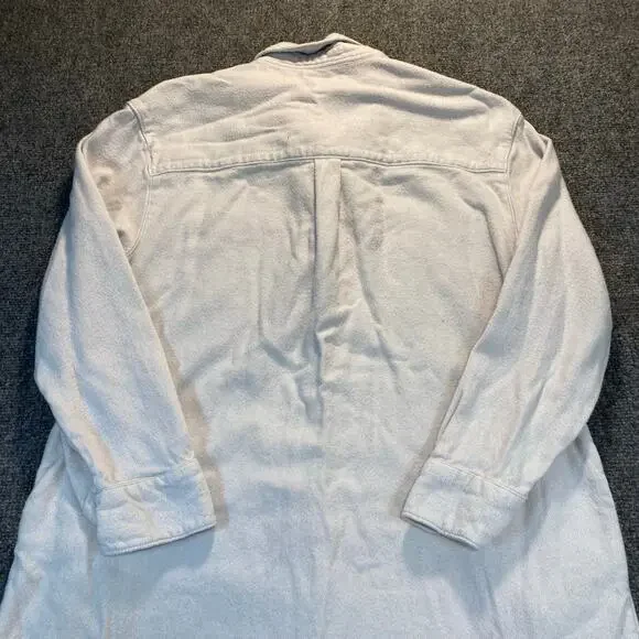 BP. X Wildfang Womens Medium Ivory Cotton Long Sleeve Shirt Dress Maxi - Picture 7 of 9